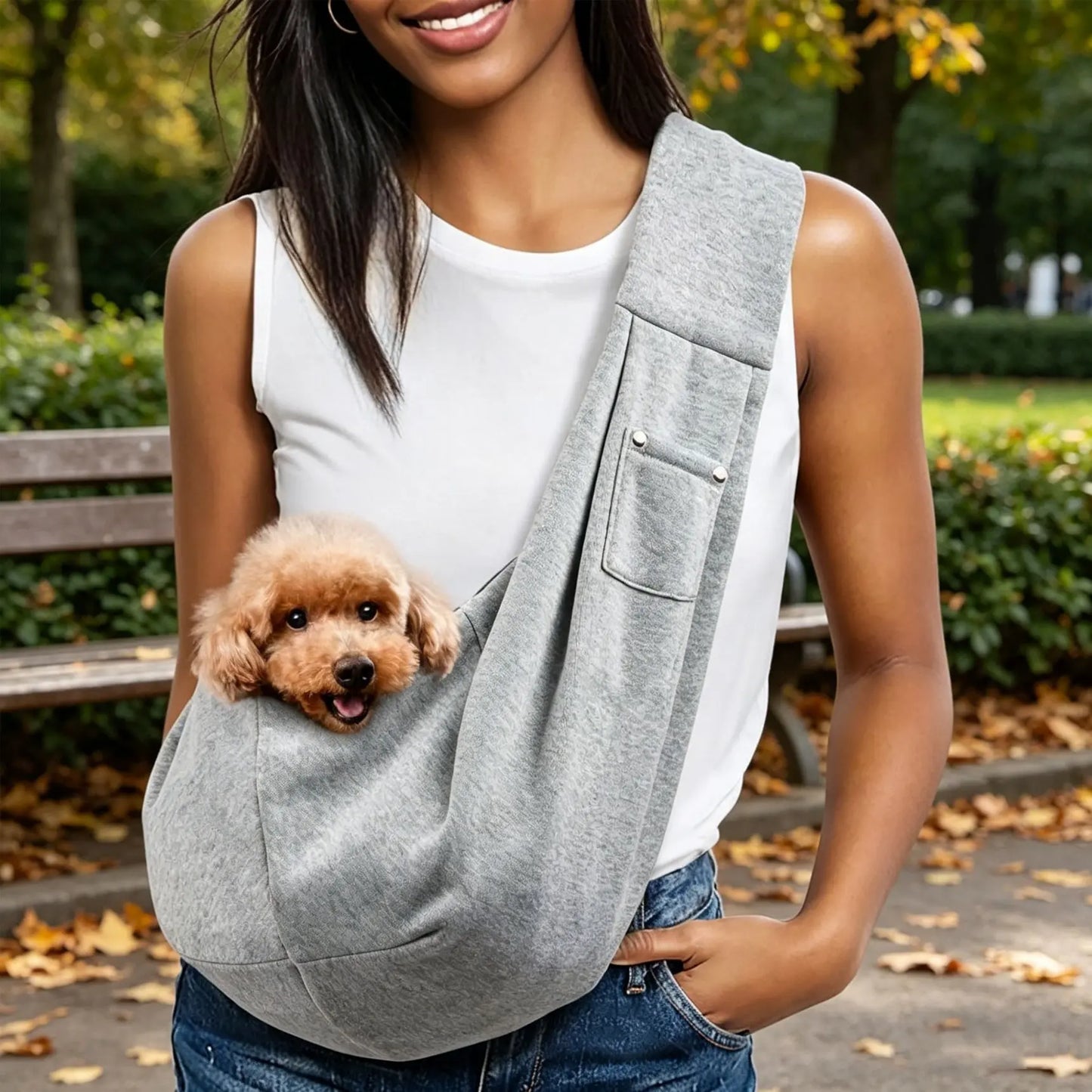 Pet Dog Sling Carrier Animal Carrier for 3-10 Lbs Pets, Dog Purse Pouch & Satchel, Reversible Unadjustable Strap, Travel Hand-Free Safe Bag, Puppy Carrier Sling