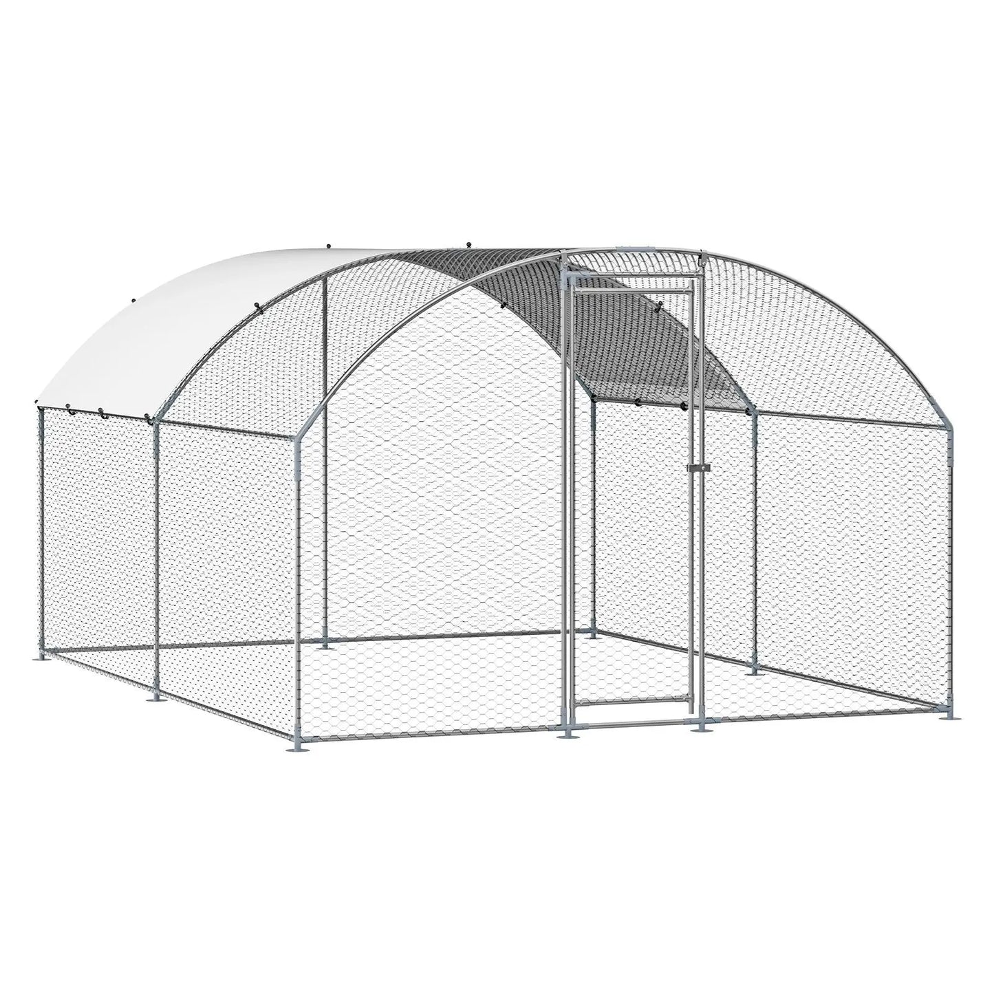 【Fathersdaygift】Vevor Metal Chicken Coop, , 9.8X13.1X6.5 Ft Large Walk-In Chicken Runs with Cover, Doom Roof Hen House Enclosure with Security Lock, Outdoor Duck Rabbit Cage Poultry Pen for Backyard, Farm, Yard