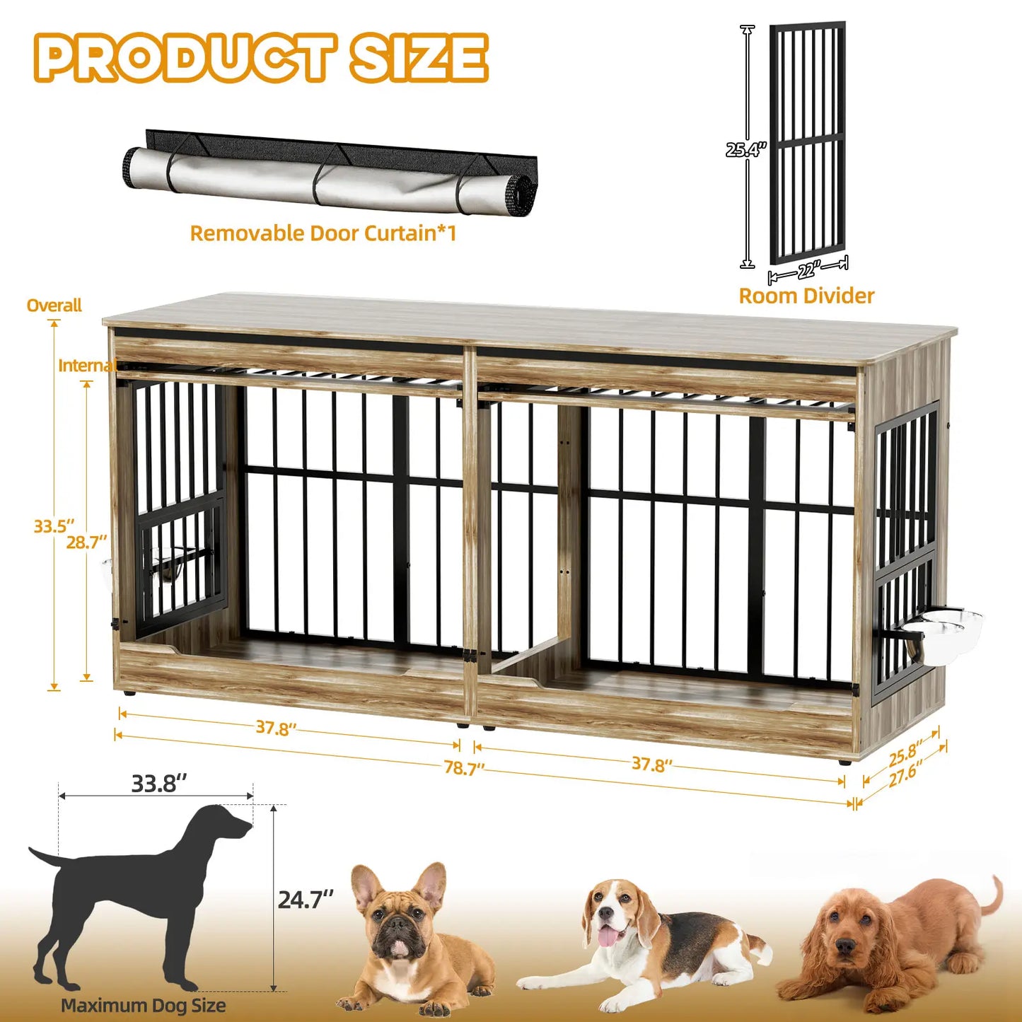 ZZWHOM Premium Solid Wooden Crate - Large Escape-Proof Double Door Kennel for Medium to Giant Breeds, Indoor Pet Crate with Lockable Door, Multiple Sizes