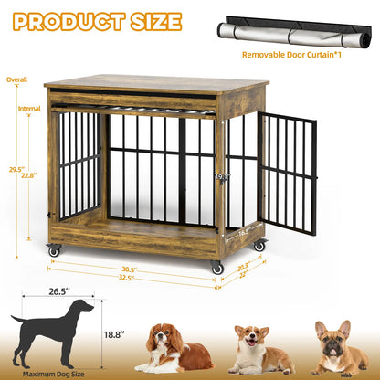 ZZWHOM Premium Solid Wooden Crate - Large Escape-Proof Double Door Kennel for Medium to Giant Breeds, Indoor Pet Crate with Lockable Door, Multiple Sizes