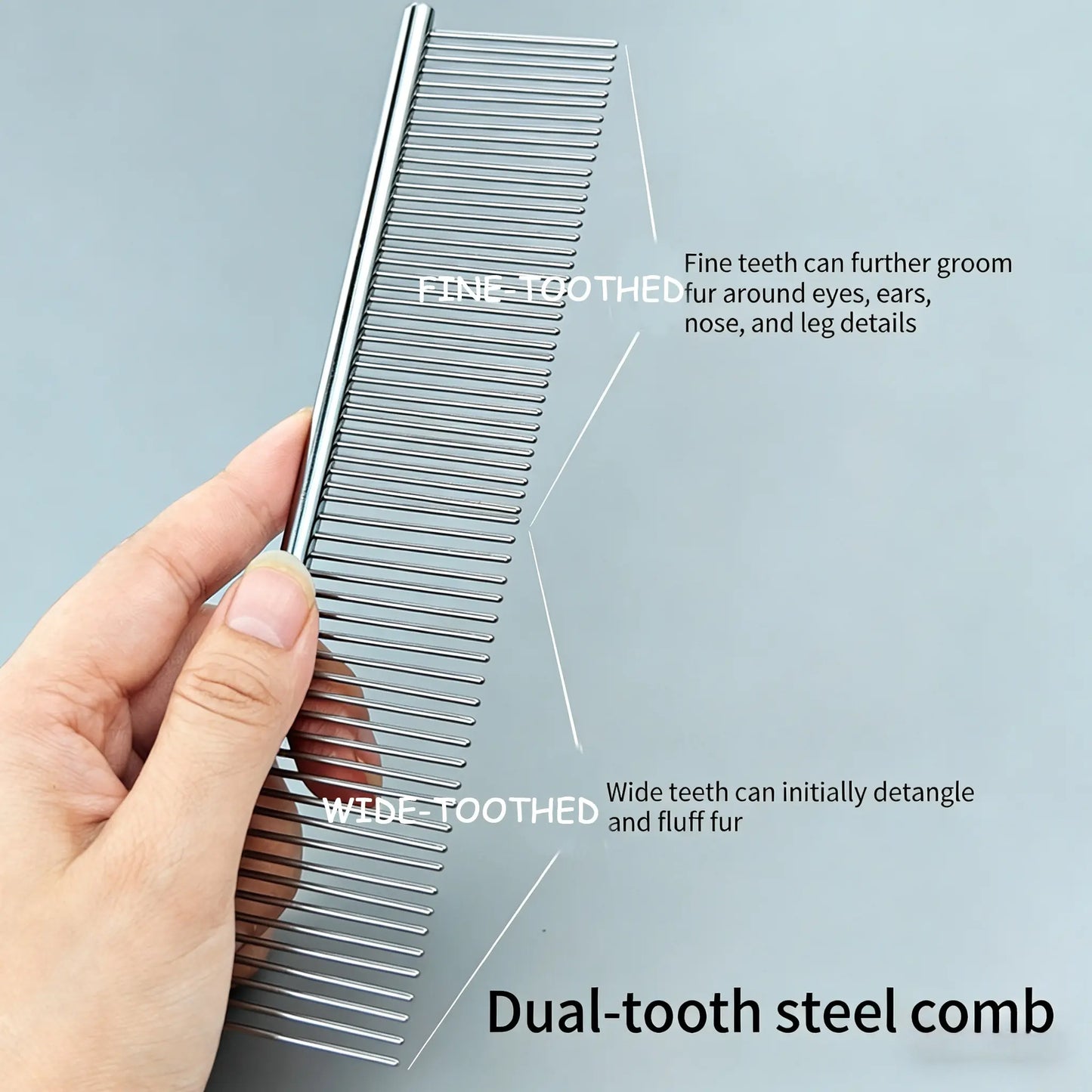 Pet Grooming Kit - 4-Piece Shedding Tools Set with Self-Cleaning Slicker Brush, Dual-Sided Stainless Steel Dematting Comb, Tear Stain Comb, and Fur Removal Tool for Dogs and Cats of All Coat Types