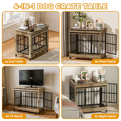 ZZWHOM Premium Solid Wooden Crate - Large Escape-Proof Double Door Kennel for Medium to Giant Breeds, Indoor Pet Crate with Lockable Door, Multiple Sizes