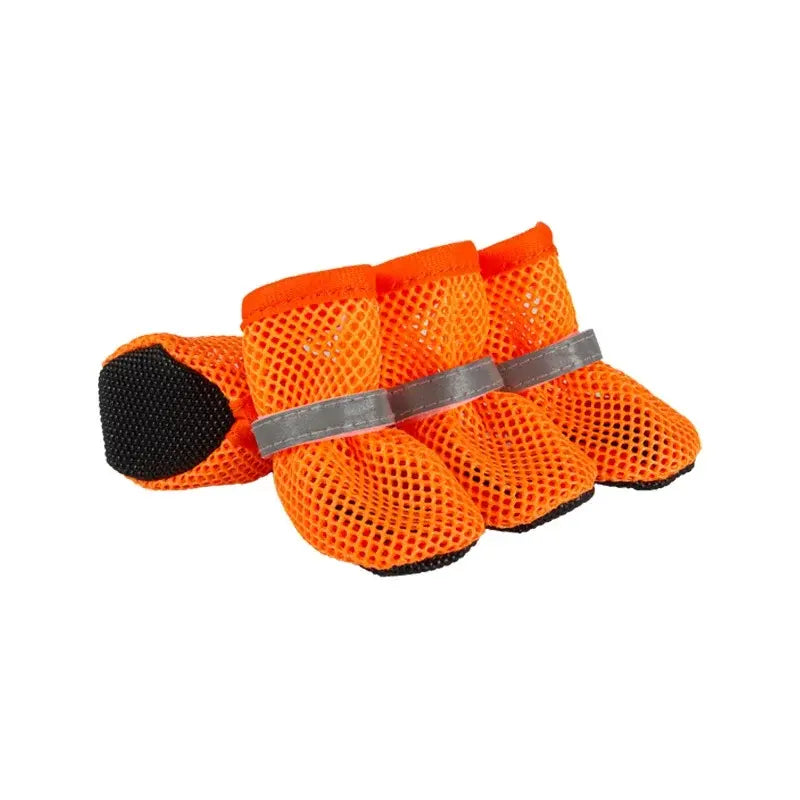 Breathable Anti-Slip Dog Puppy Poodle Shoes Set, New Pet Mesh Reflective Hollow Out Shoes, Thick Sole Non-Slip Wear Resistant, Small Medium Dogs Paws