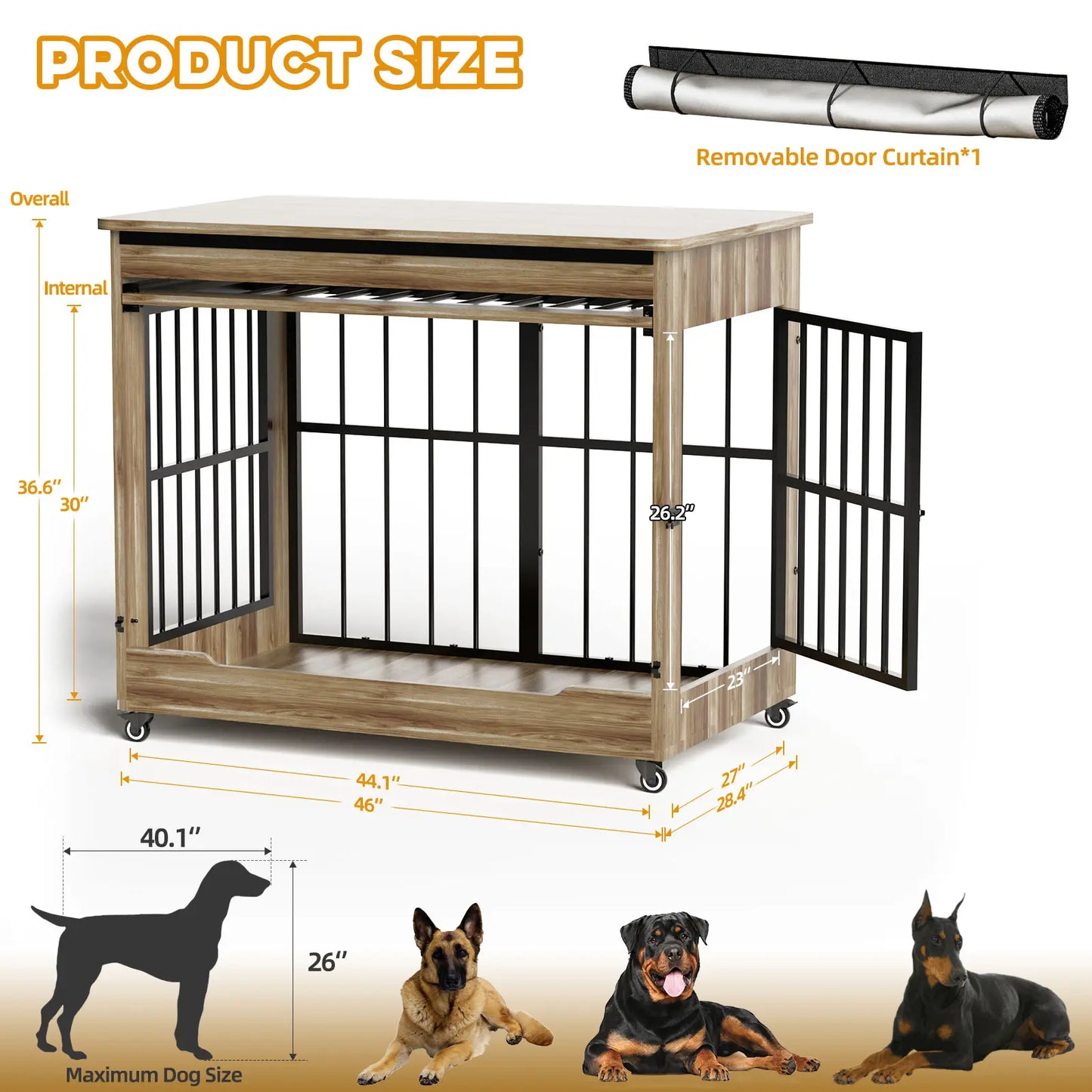 ZZWHOM Premium Solid Wooden Crate - Large Escape-Proof Double Door Kennel for Medium to Giant Breeds, Indoor Pet Crate with Lockable Door, Multiple Sizes