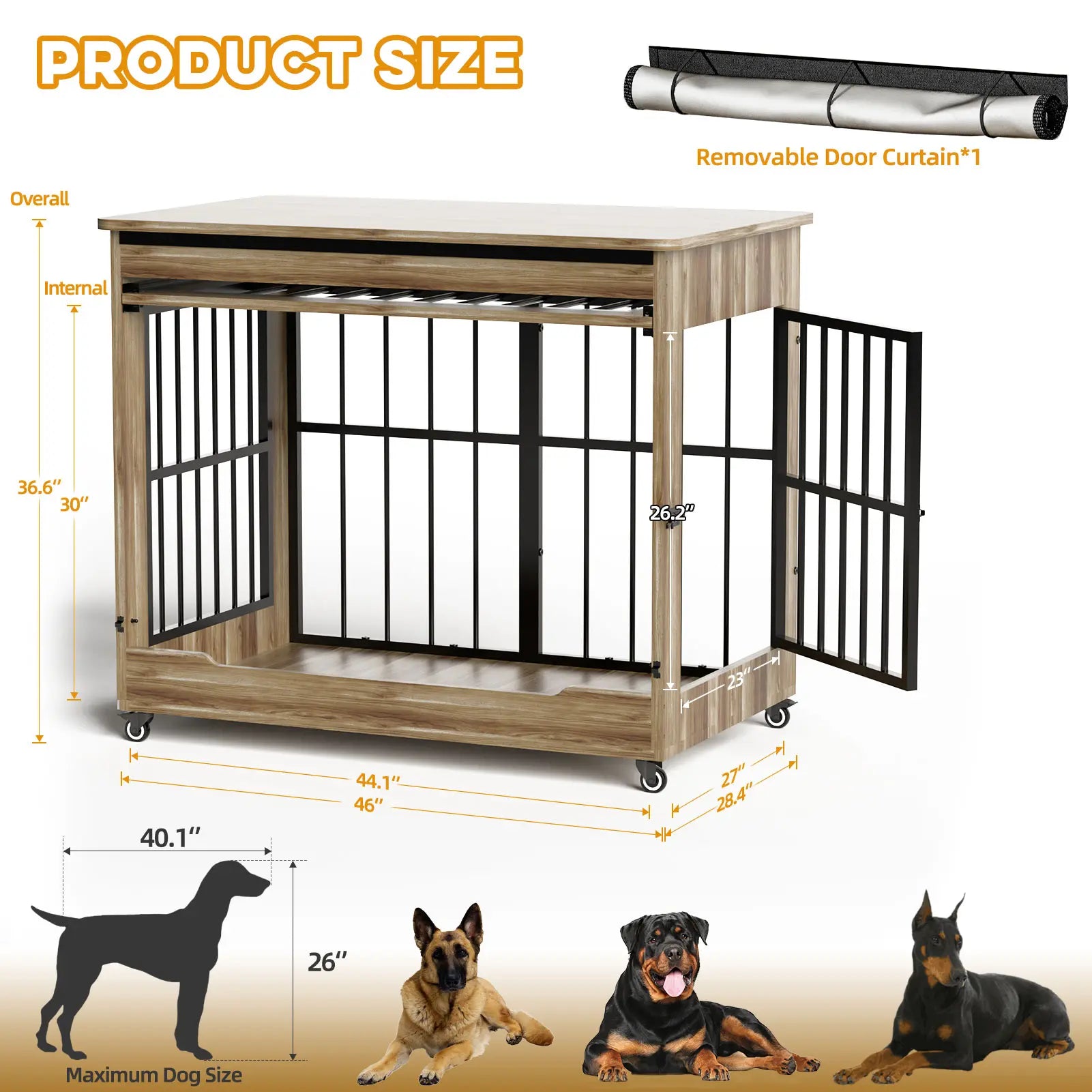 ZZWHOM Premium Solid Wooden Crate - Large Escape-Proof Double Door Kennel for Medium to Giant Breeds, Indoor Pet Crate with Lockable Door, Multiple Sizes