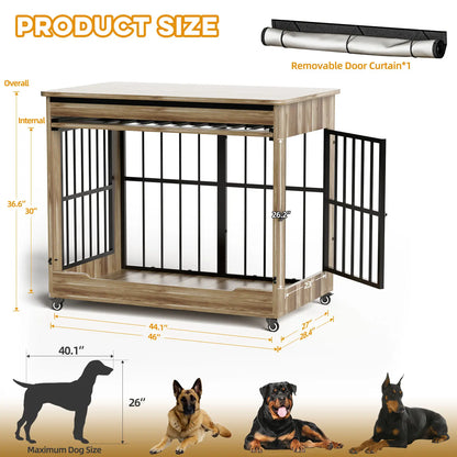 ZZWHOM Premium Solid Wooden Crate - Large Escape-Proof Double Door Kennel for Medium to Giant Breeds, Indoor Pet Crate with Lockable Door, Multiple Sizes