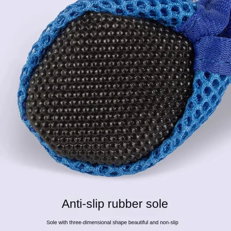 Breathable Anti-Slip Dog Puppy Poodle Shoes Set, New Pet Mesh Reflective Hollow Out Shoes, Thick Sole Non-Slip Wear Resistant, Small Medium Dogs Paws