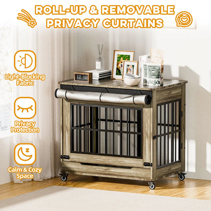 ZZWHOM Premium Solid Wooden Crate - Large Escape-Proof Double Door Kennel for Medium to Giant Breeds, Indoor Pet Crate with Lockable Door, Multiple Sizes