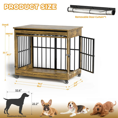 ZZWHOM Premium Solid Wooden Crate - Large Escape-Proof Double Door Kennel for Medium to Giant Breeds, Indoor Pet Crate with Lockable Door, Multiple Sizes