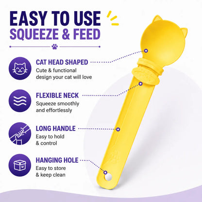 5Pcs Cat Treat Squeeze Spoon Multifunctional Dispenser for for Wet Food, Licky Treats & Puree Tubes, Easy Feeding and Storage with with Extra Long Handle Design, Cat Accessories