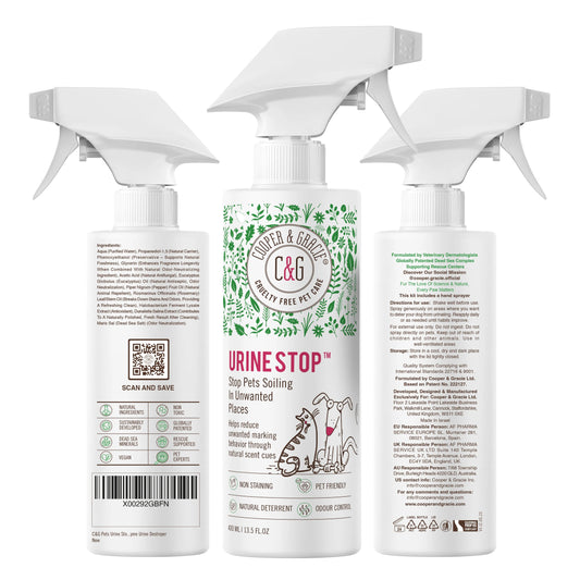 Dead Sea Urine Stop Spray – 400Ml – Natural Indoor Dog & Cat Urine Deterrent & Odour Neutraliser