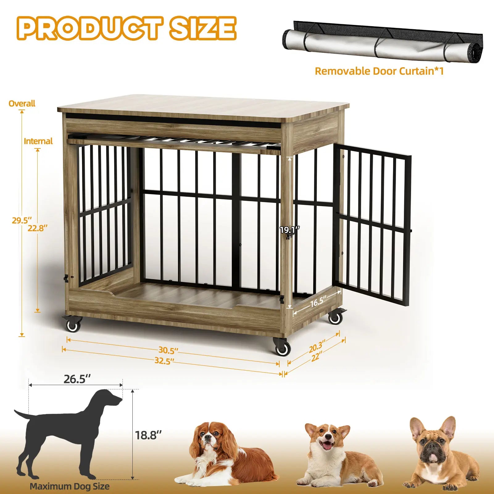 ZZWHOM Premium Solid Wooden Crate - Large Escape-Proof Double Door Kennel for Medium to Giant Breeds, Indoor Pet Crate with Lockable Door, Multiple Sizes