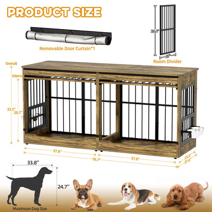 ZZWHOM Premium Solid Wooden Crate - Large Escape-Proof Double Door Kennel for Medium to Giant Breeds, Indoor Pet Crate with Lockable Door, Multiple Sizes
