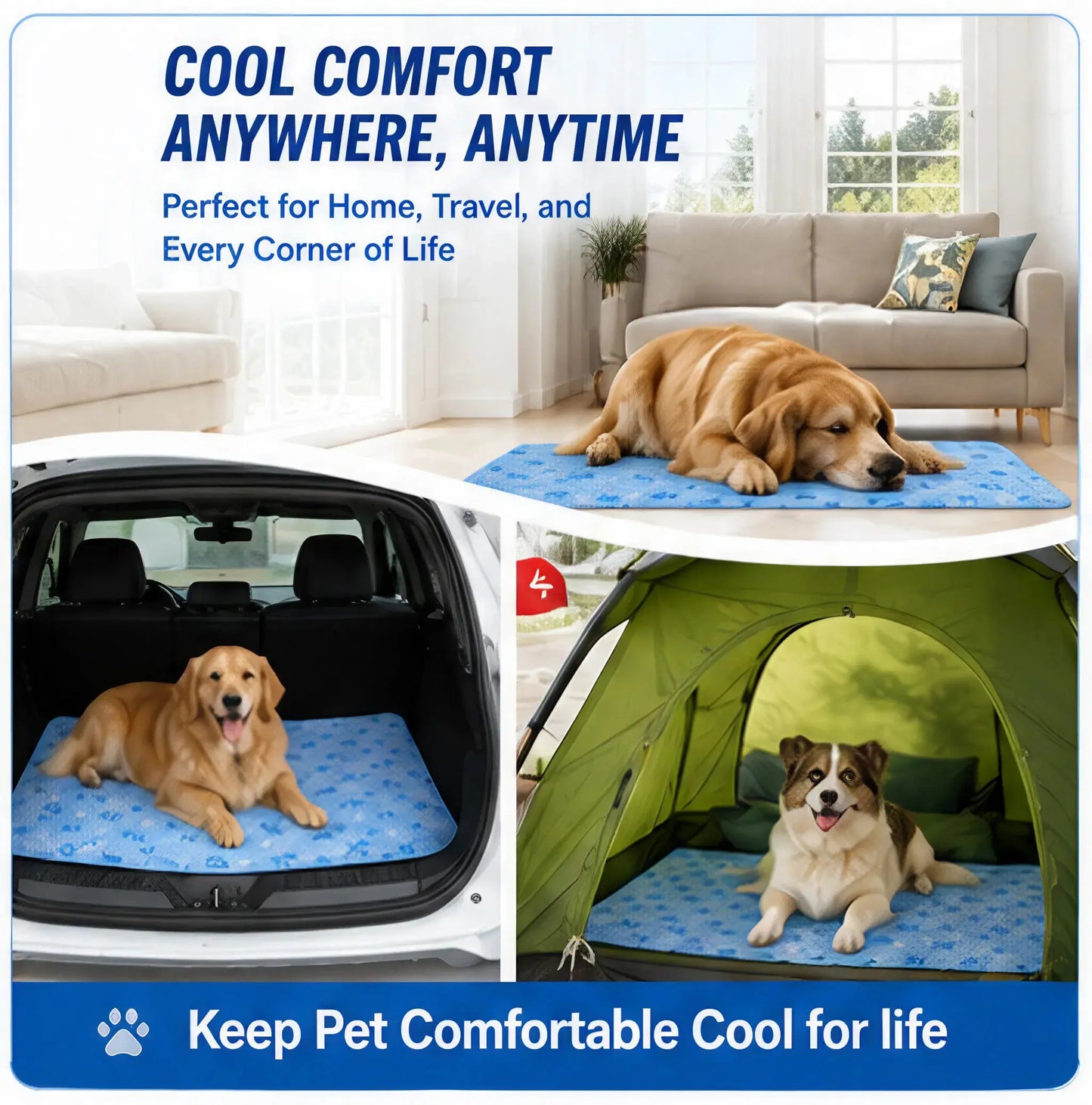 Washable Pet Cooling Pad, No Gel, No Electric, Pet Cool Pad，Non-Slip Summer Crate Bed - Washable Gel, Waterproof Ice Silk Pad for Dogs & Cats, Suitable for Couch, Crate (Sizes S-L)