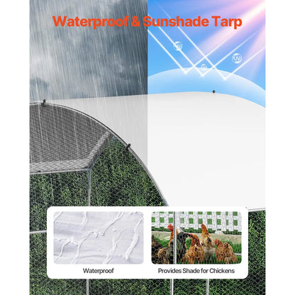 【Fathersdaygift】Vevor Metal Chicken Coop, , 9.8X13.1X6.5 Ft Large Walk-In Chicken Runs with Cover, Doom Roof Hen House Enclosure with Security Lock, Outdoor Duck Rabbit Cage Poultry Pen for Backyard, Farm, Yard