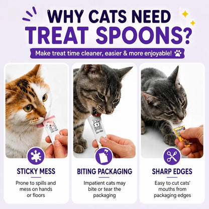 5Pcs Cat Treat Squeeze Spoon Multifunctional Dispenser for for Wet Food, Licky Treats & Puree Tubes, Easy Feeding and Storage with with Extra Long Handle Design, Cat Accessories