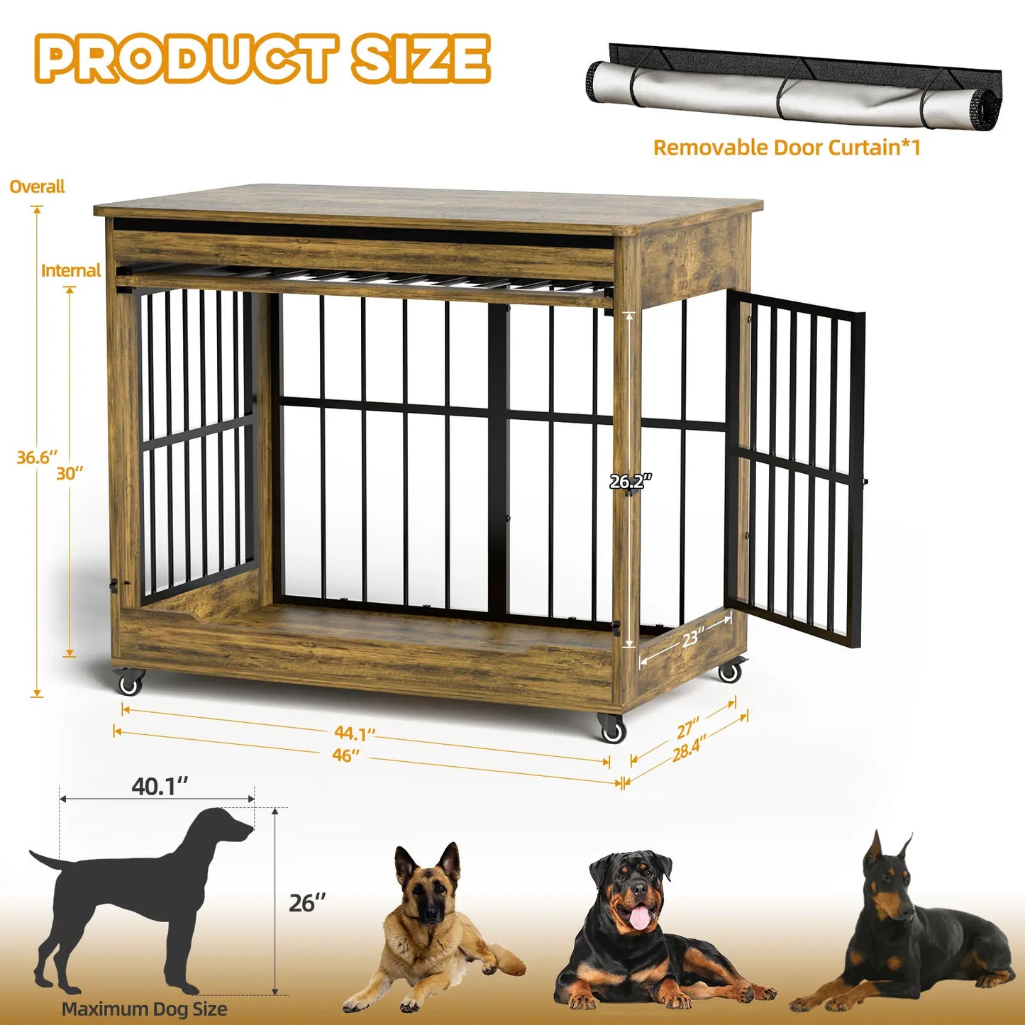 ZZWHOM Premium Solid Wooden Crate - Large Escape-Proof Double Door Kennel for Medium to Giant Breeds, Indoor Pet Crate with Lockable Door, Multiple Sizes