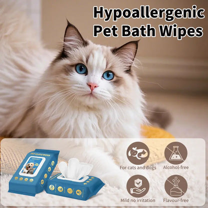 Sticky Hair, 20Pc Pet Cleaning Gloves, Dog & Cat Bath Wipes, Grooming Products, Low Allergy, Deodor