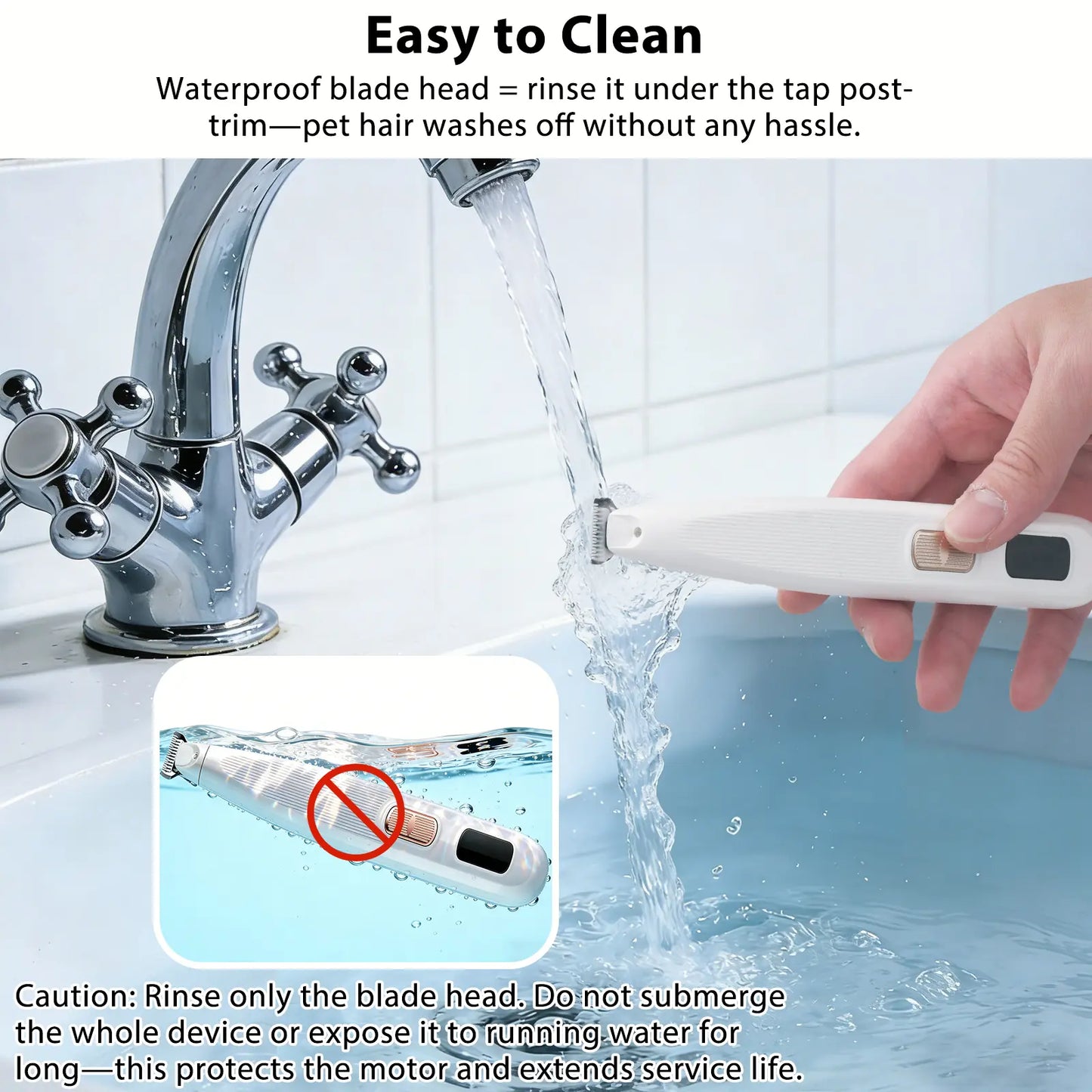 GOYJOY Waterproof Rechargeable Micro Precision Trimmer for Small Dogs and Cats with LED Light and Quiet Grooming for Paws, Eyes, Ears, and Face