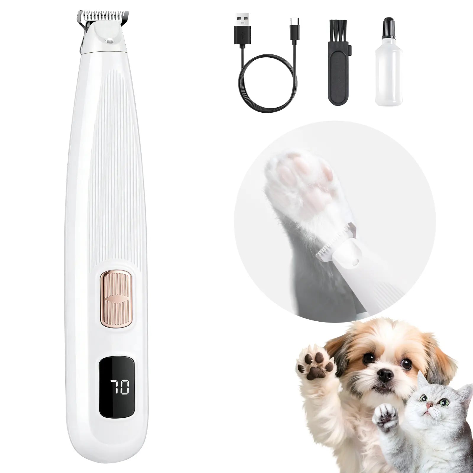 GOYJOY Waterproof Rechargeable Micro Precision Trimmer for Small Dogs and Cats with LED Light and Quiet Grooming for Paws, Eyes, Ears, and Face