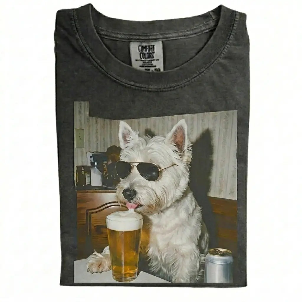 Comfort Colors 50+ Dog Breeds Available Drinking Beer Shirt, Vintage 90S Funny Edgy Dog Meme Tee, Unisex Fit Design, Casual Streetwear, Gift for Dog Lovers