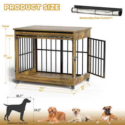ZZWHOM Premium Solid Wooden Crate - Large Escape-Proof Double Door Kennel for Medium to Giant Breeds, Indoor Pet Crate with Lockable Door, Multiple Sizes