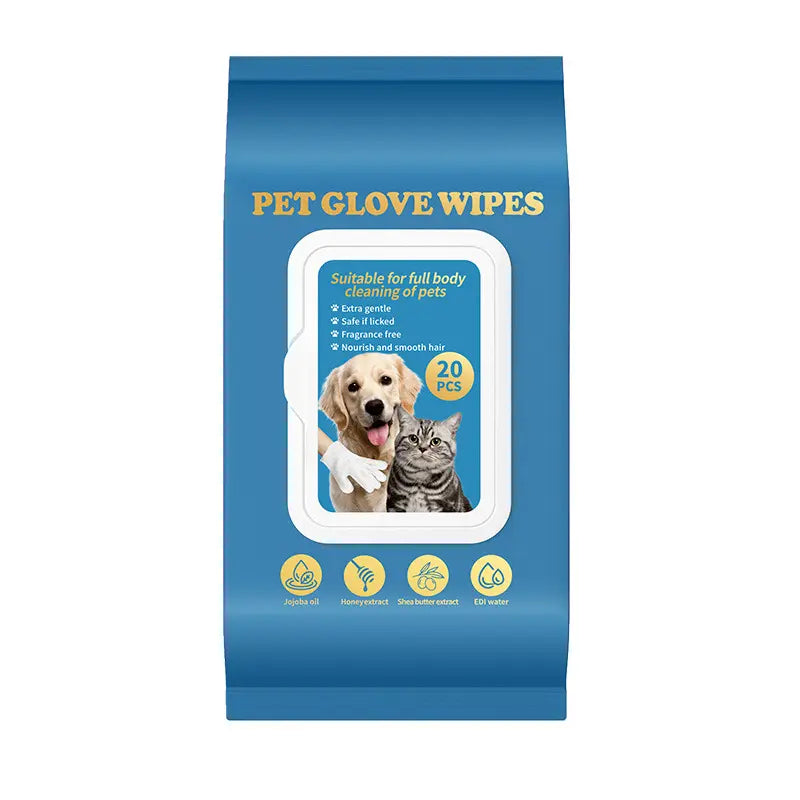 Sticky Hair, 20Pc Pet Cleaning Gloves, Dog & Cat Bath Wipes, Grooming Products, Low Allergy, Deodor