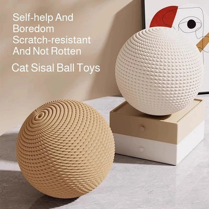 Interactive Sisal Cat Scratching Ball Toy for Kitten Teeth Cleaning anti Bite Cat Ball Sounding Toy Pet Supplies