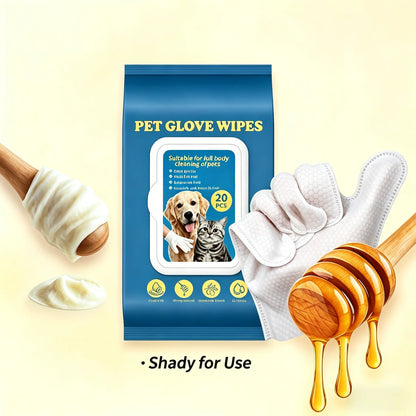 Sticky Hair, 20Pc Pet Cleaning Gloves, Dog & Cat Bath Wipes, Grooming Products, Low Allergy, Deodor