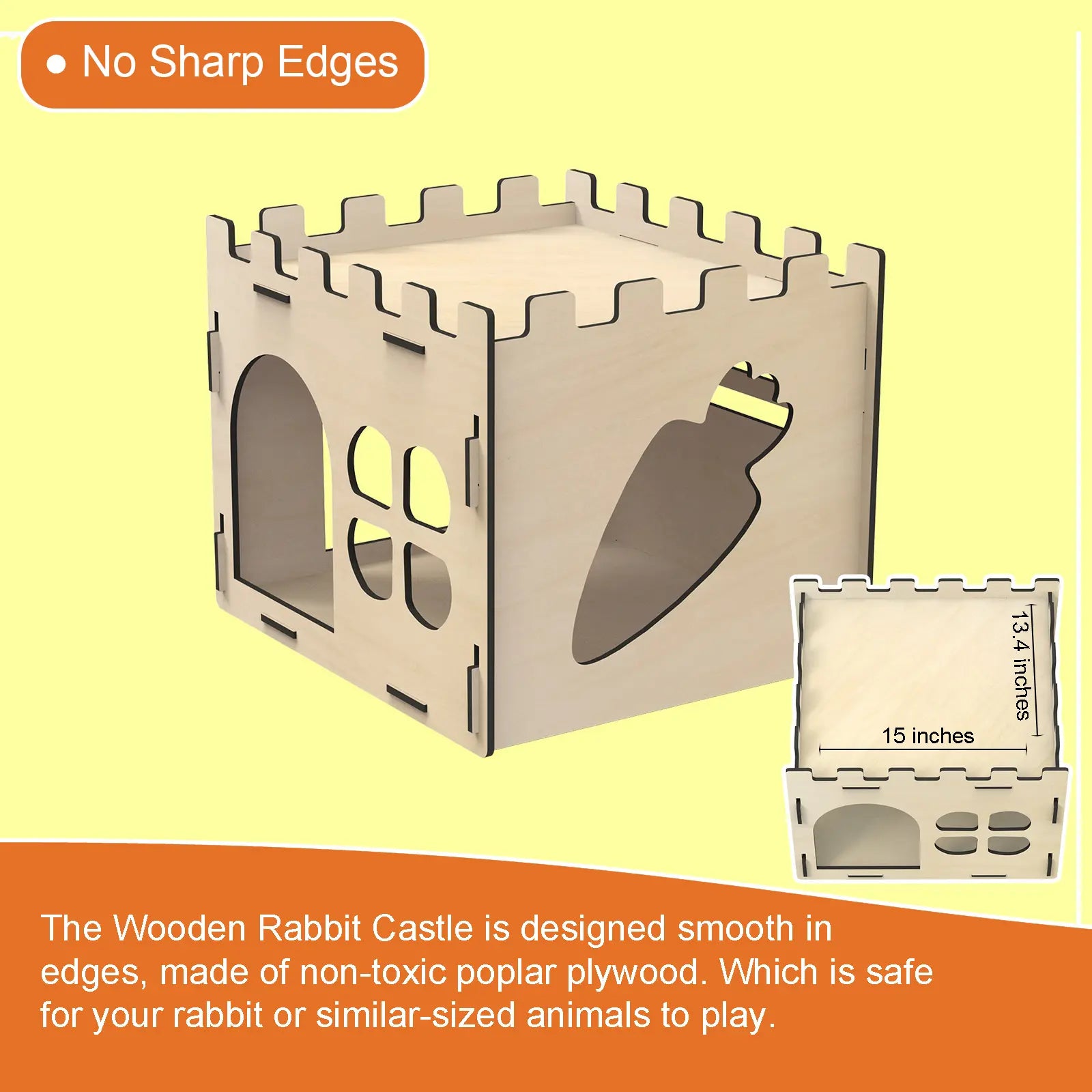 HIIMALEX Extra Large Sturdy Bunny Castle Hideout for Indoor Rabbits Play House with Stairs round Edges Detachable Habitats for Rabbit Guinea Pig Chinchilla Hedgehog