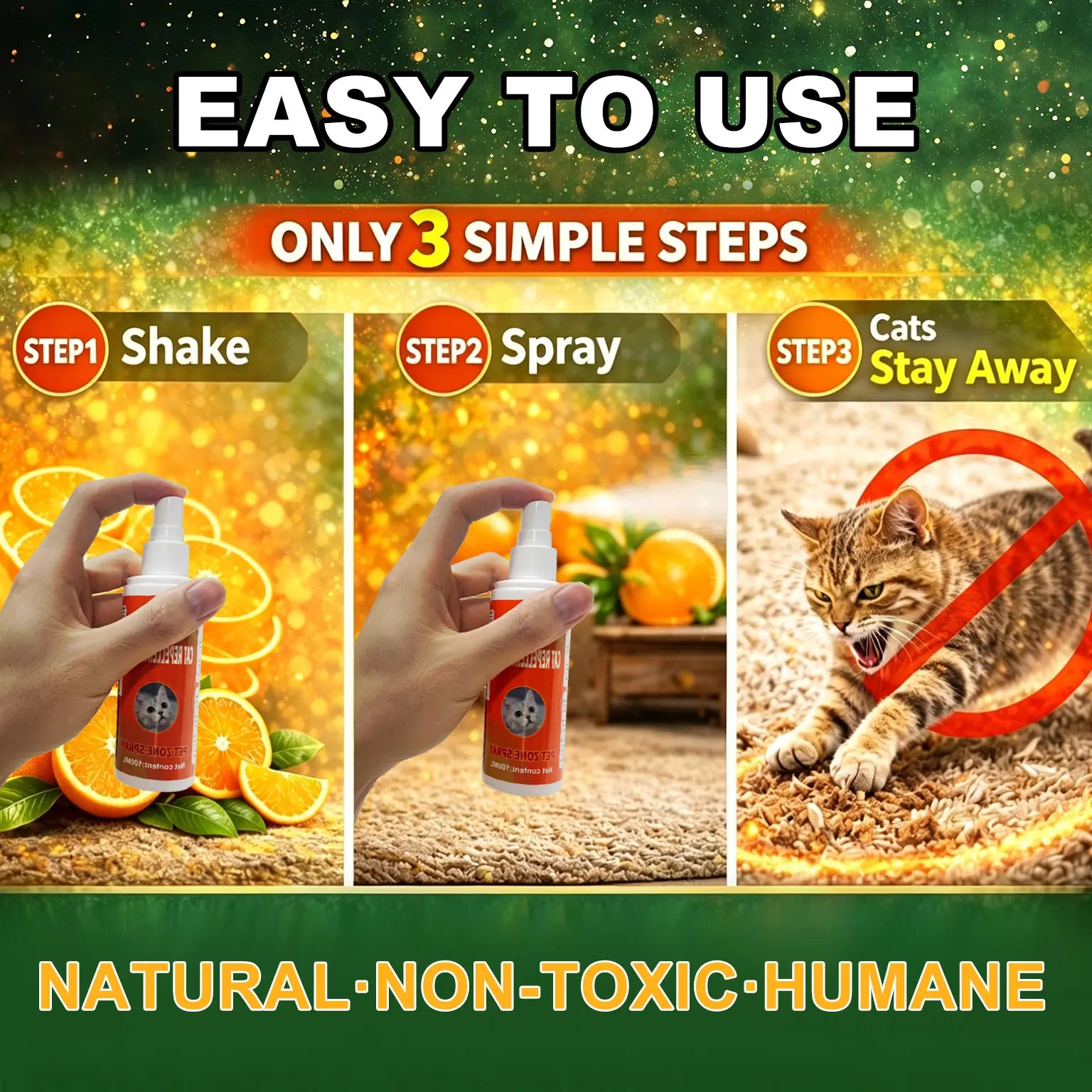 Cat Deterrent Spray for Indoor and Outdoor, Cat Scratch Deterrent for Furniture Protection, anti Marking Deterrent for Sofas and Carpet, Natural Ingredients (100 Ml*2)