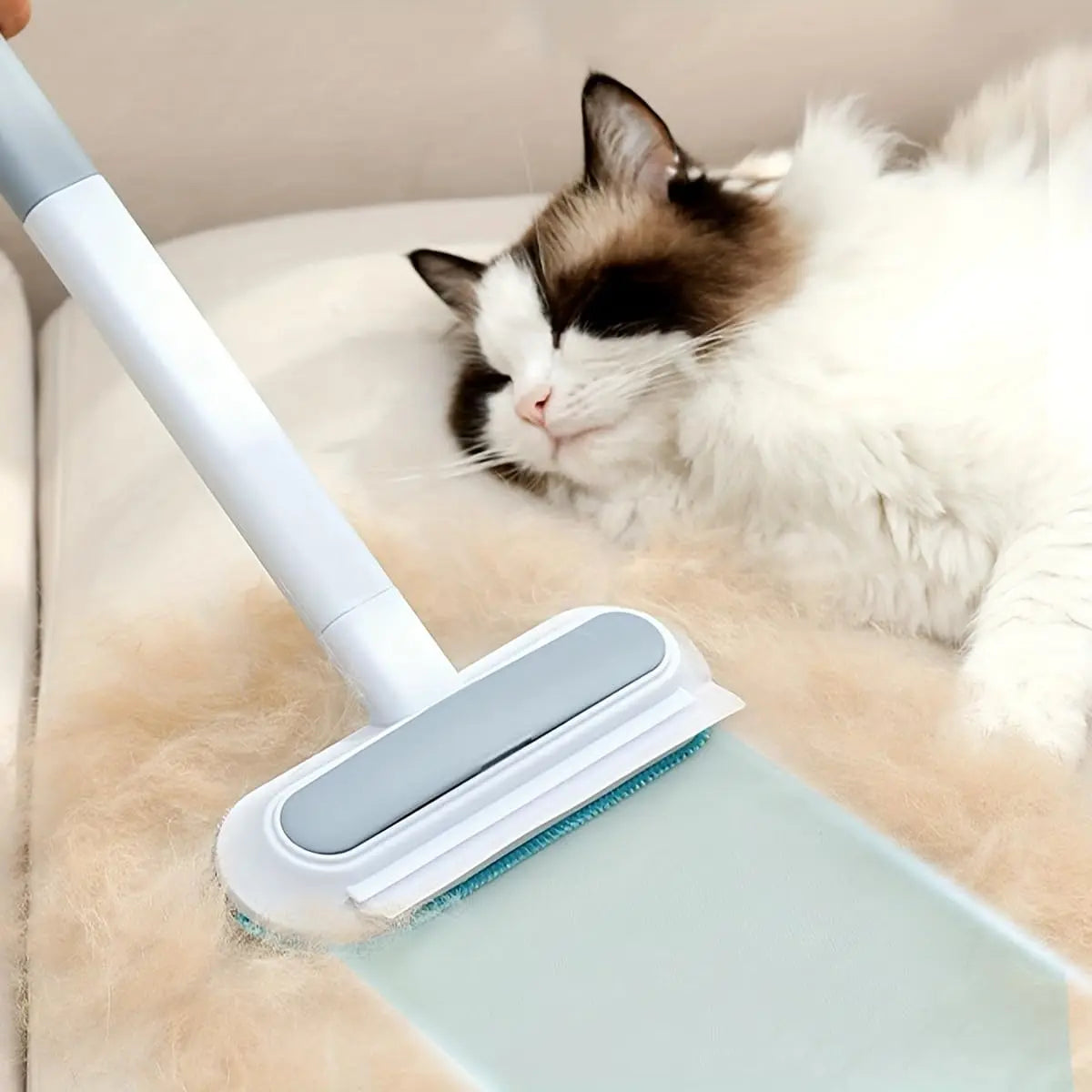 Lint Remover Brooms, 4-In-1 Reusable Pet Hair Remover, 17.7In Standard Handle No-Bend Tool for Dog & Cat Hair, Furniture & Car Seats (1-Pack)