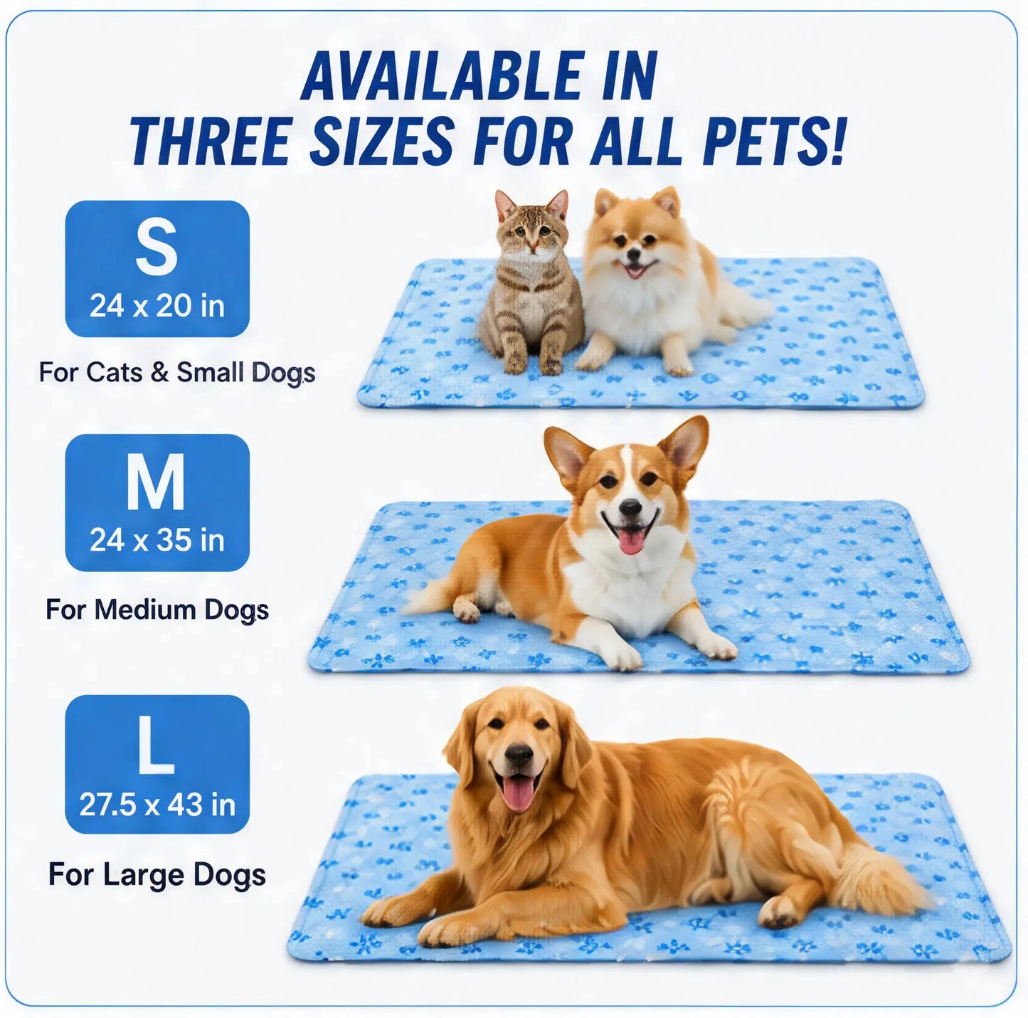 Washable Pet Cooling Pad, No Gel, No Electric, Pet Cool Pad，Non-Slip Summer Crate Bed - Washable Gel, Waterproof Ice Silk Pad for Dogs & Cats, Suitable for Couch, Crate (Sizes S-L)