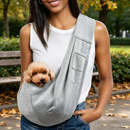Pet Dog Sling Carrier Animal Carrier for 3-10 Lbs Pets, Dog Purse Pouch & Satchel, Reversible Unadjustable Strap, Travel Hand-Free Safe Bag, Puppy Carrier Sling