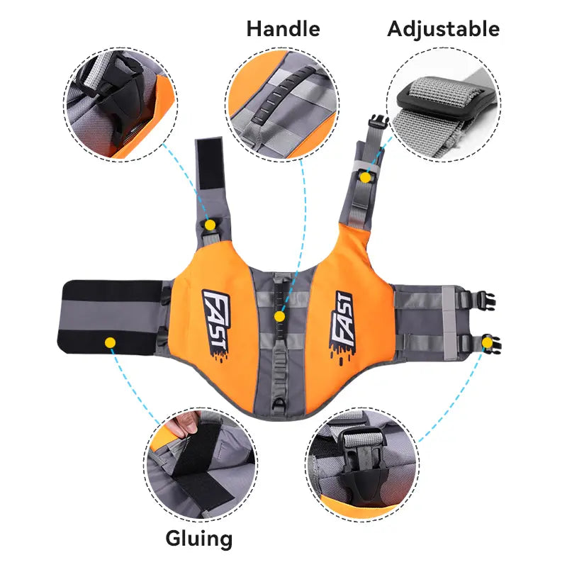 Kasentex Dog Life Jacket Swim Vest - Adjustable Buckle, Durable, Breathable, Reflective Strips for High Visibility, Waterproof Material, Easy-On/Off, Rescue Handle, S-XL Sizes, Adjustable Waterproof Lifejackets for Dogs