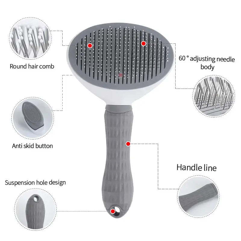 Pet Grooming Kit - 4-Piece Shedding Tools Set with Self-Cleaning Slicker Brush, Dual-Sided Stainless Steel Dematting Comb, Tear Stain Comb, and Fur Removal Tool for Dogs and Cats of All Coat Types