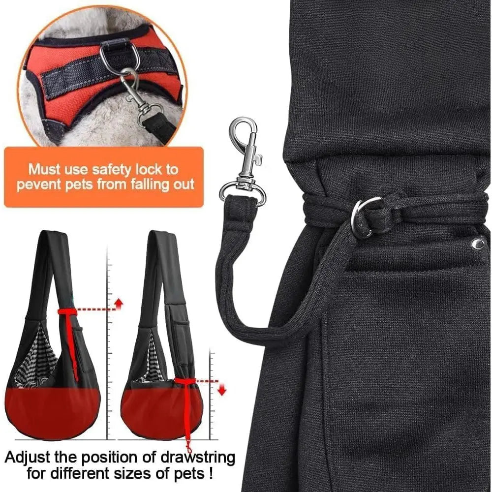 Pet Dog Sling Carrier Animal Carrier for 3-10 Lbs Pets, Dog Purse Pouch & Satchel, Reversible Unadjustable Strap, Travel Hand-Free Safe Bag, Puppy Carrier Sling