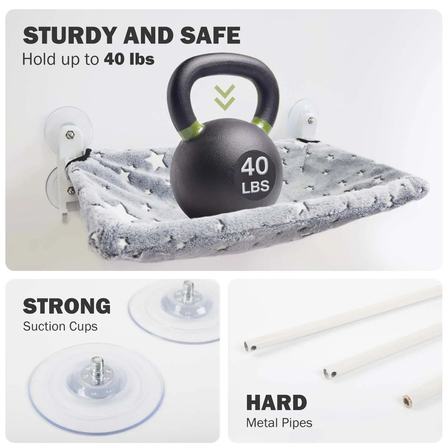 【Cat Window Perch】For Large Cats,Glow in the Dark,Hammock with Hook Design Double-Sided Fabric Cover, Foldable Window Seat,Sunbathing
