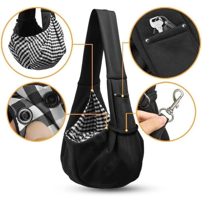 Pet Dog Sling Carrier Animal Carrier for 3-10 Lbs Pets, Dog Purse Pouch & Satchel, Reversible Unadjustable Strap, Travel Hand-Free Safe Bag, Puppy Carrier Sling