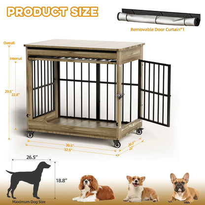 ZZWHOM Premium Solid Wooden Crate - Large Escape-Proof Double Door Kennel for Medium to Giant Breeds, Indoor Pet Crate with Lockable Door, Multiple Sizes
