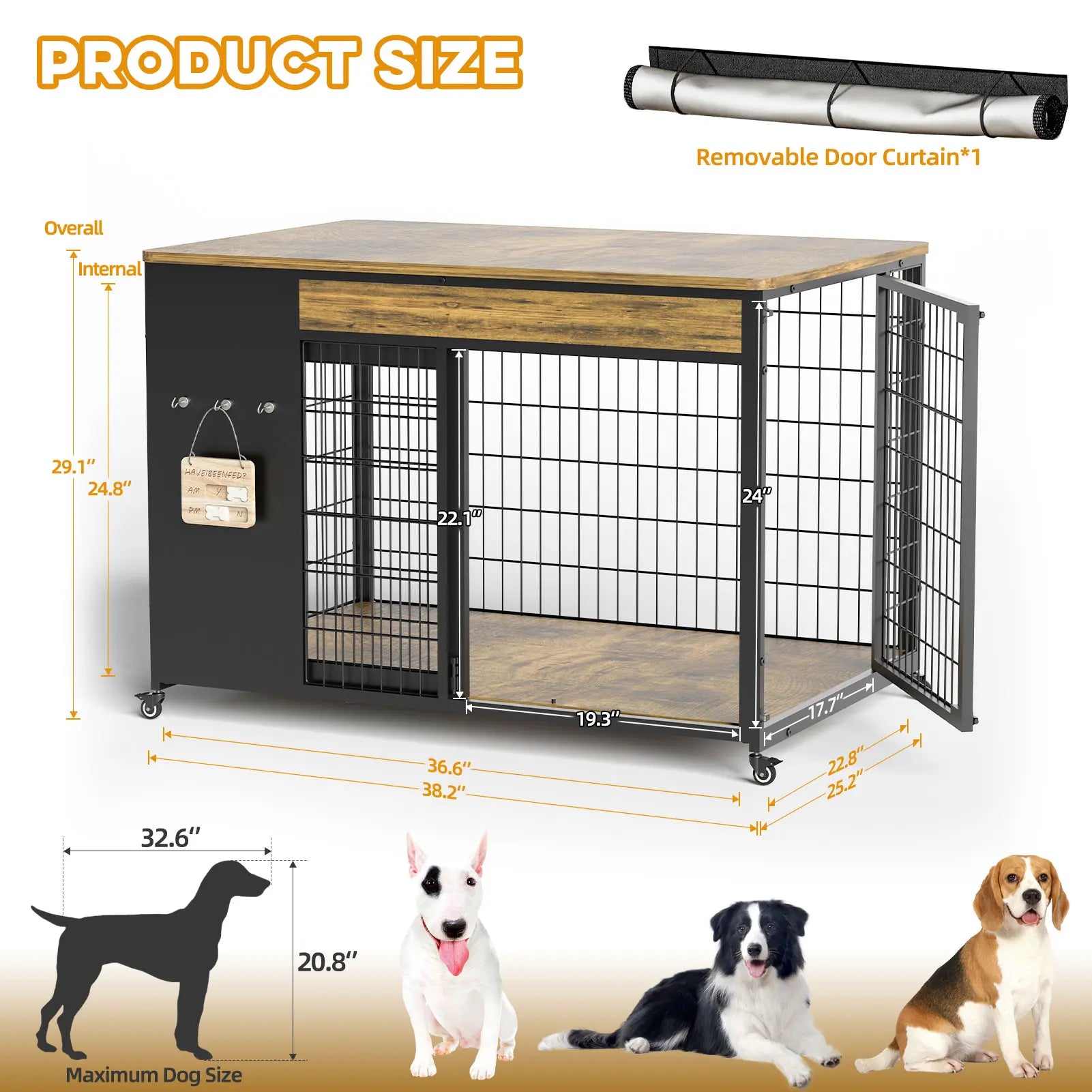 ZZWHOM Premium Solid Wooden Crate - Large Escape-Proof Double Door Kennel for Medium to Giant Breeds, Indoor Pet Crate with Lockable Door, Multiple Sizes