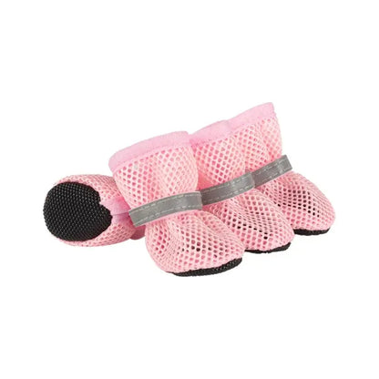 Breathable Anti-Slip Dog Puppy Poodle Shoes Set, New Pet Mesh Reflective Hollow Out Shoes, Thick Sole Non-Slip Wear Resistant, Small Medium Dogs Paws