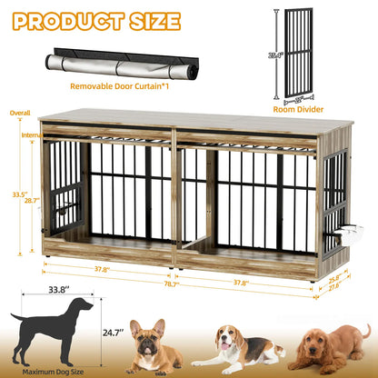 ZZWHOM Premium Solid Wooden Crate - Large Escape-Proof Double Door Kennel for Medium to Giant Breeds, Indoor Pet Crate with Lockable Door, Multiple Sizes