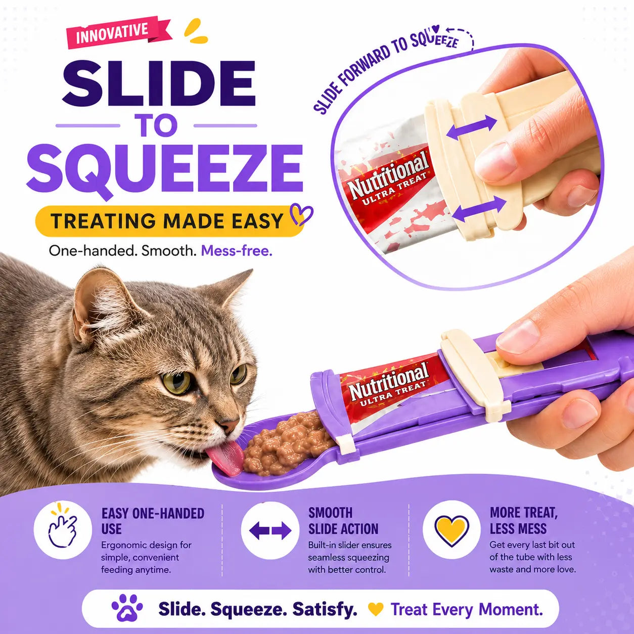 5Pcs Cat Treat Squeeze Spoon Multifunctional Dispenser for for Wet Food, Licky Treats & Puree Tubes, Easy Feeding and Storage with with Extra Long Handle Design, Cat Accessories