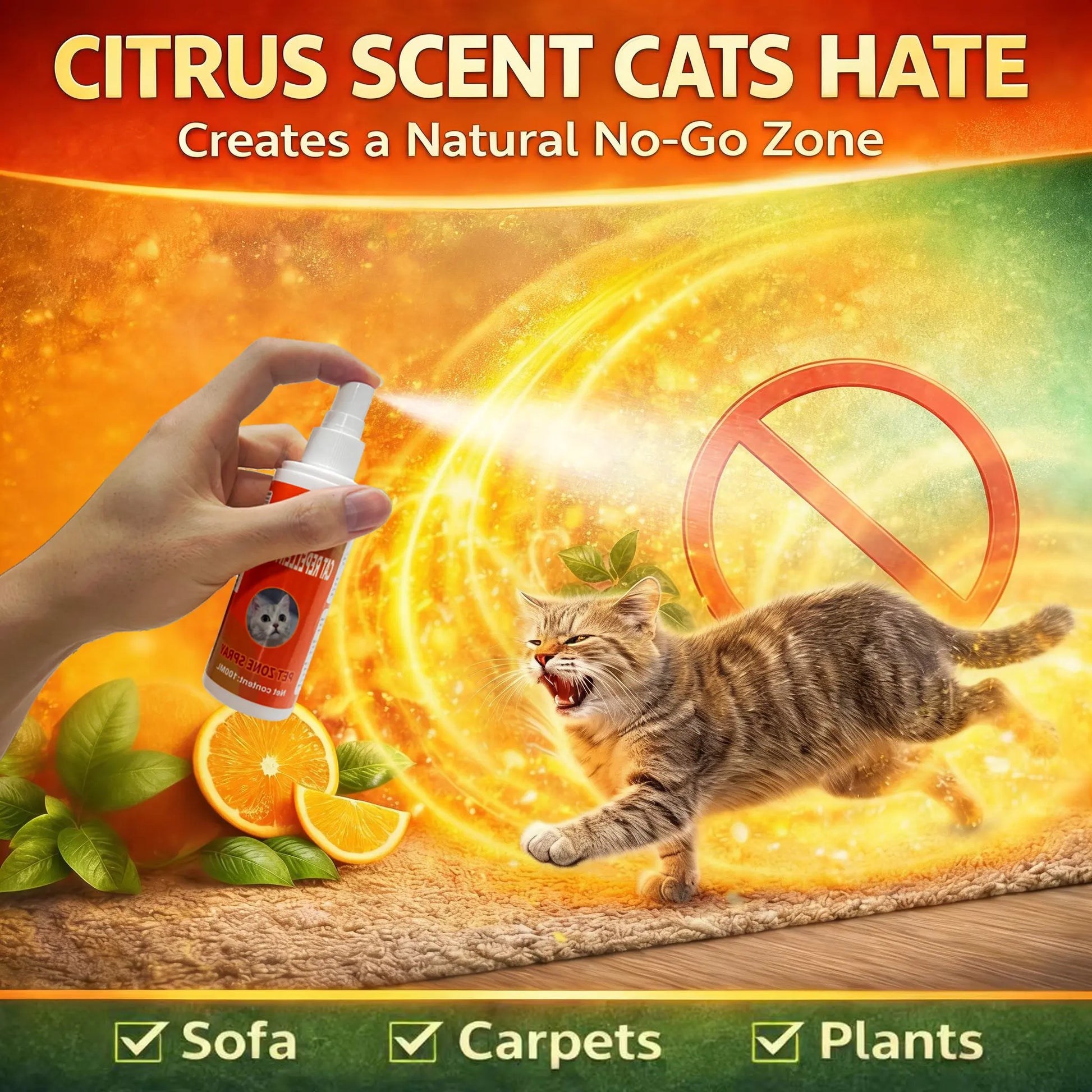 Cat Deterrent Spray for Indoor and Outdoor, Cat Scratch Deterrent for Furniture Protection, anti Marking Deterrent for Sofas and Carpet, Natural Ingredients (100 Ml*2)