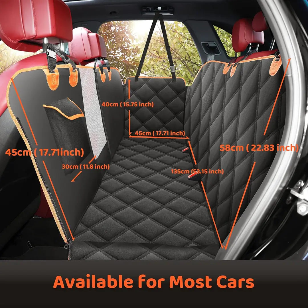 Waterproof Dog Car Seat Cover for Back Seat with Mesh Window, Foldiing Dog Bed for Car Travel,Outside Dog Bed,Expanded Space&Weight up to 400Full Coverage Back Seat & Door Protector, Easy-To-Clean & Universal Fit for Cars, Suvs & Trucks #Summervibes