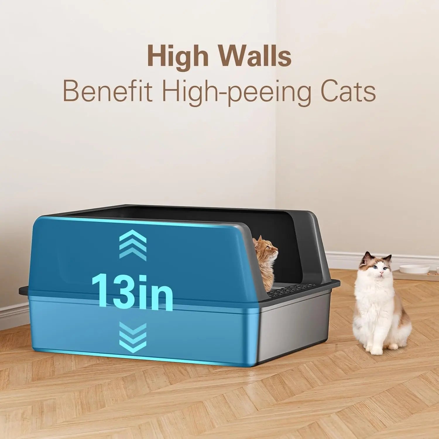 Zarler XXXL Large Stainless Steel Litter Box for Big Cats Multi-Cat with Lids Non-Stick Odor-Free Toilet Pet Products with Filter Pedal & Durable Scoop